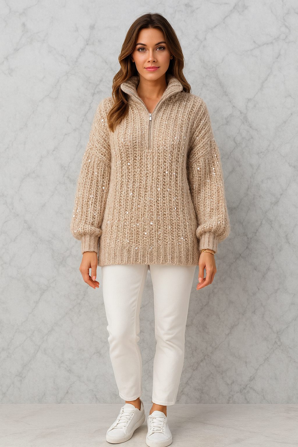 Triplechic™ Sequin Knit Fashion Coat