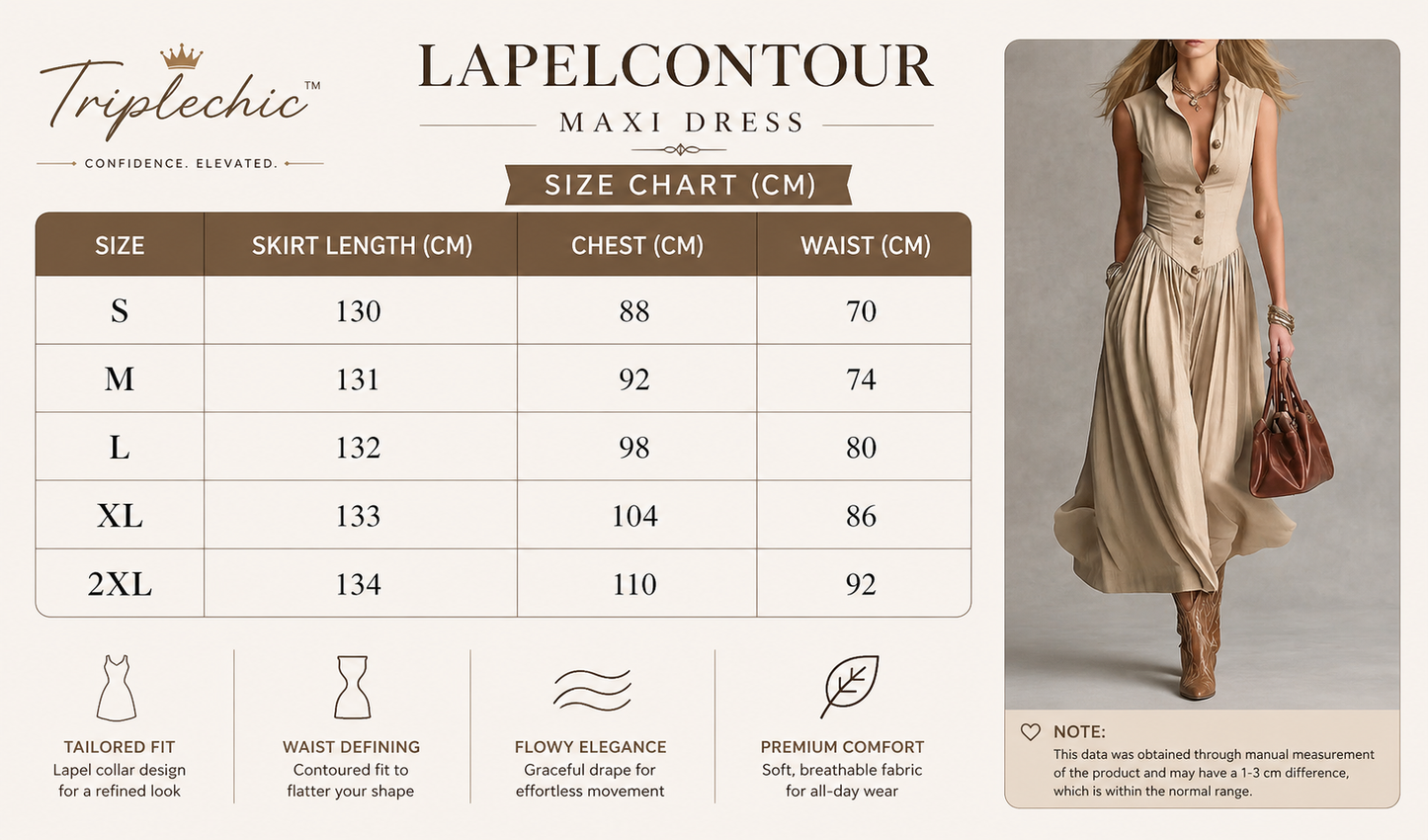 Triplechic™ LapelContour Maxi Dress