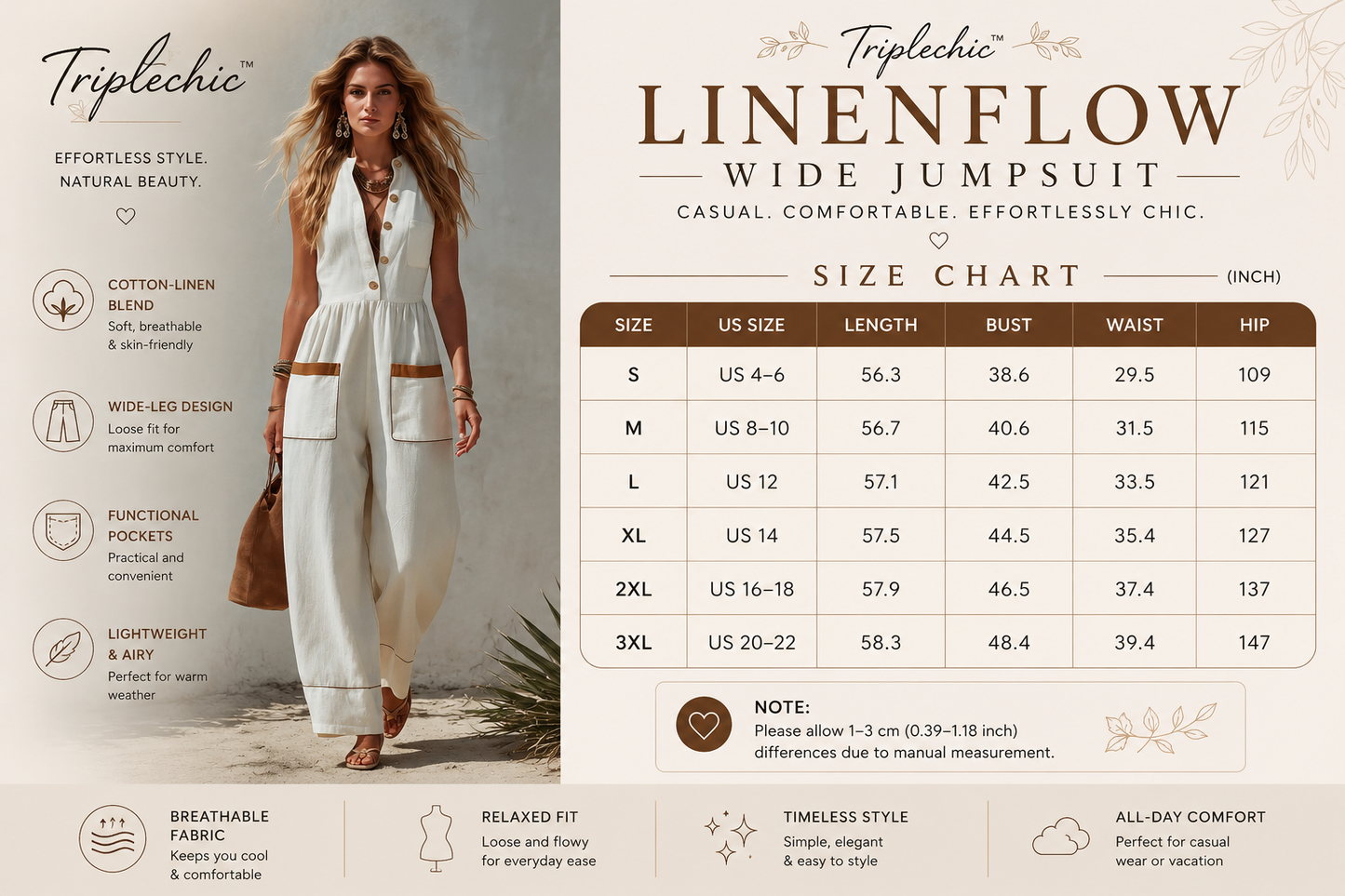 Triplechic™ LinenFlow Wide Jumpsuit