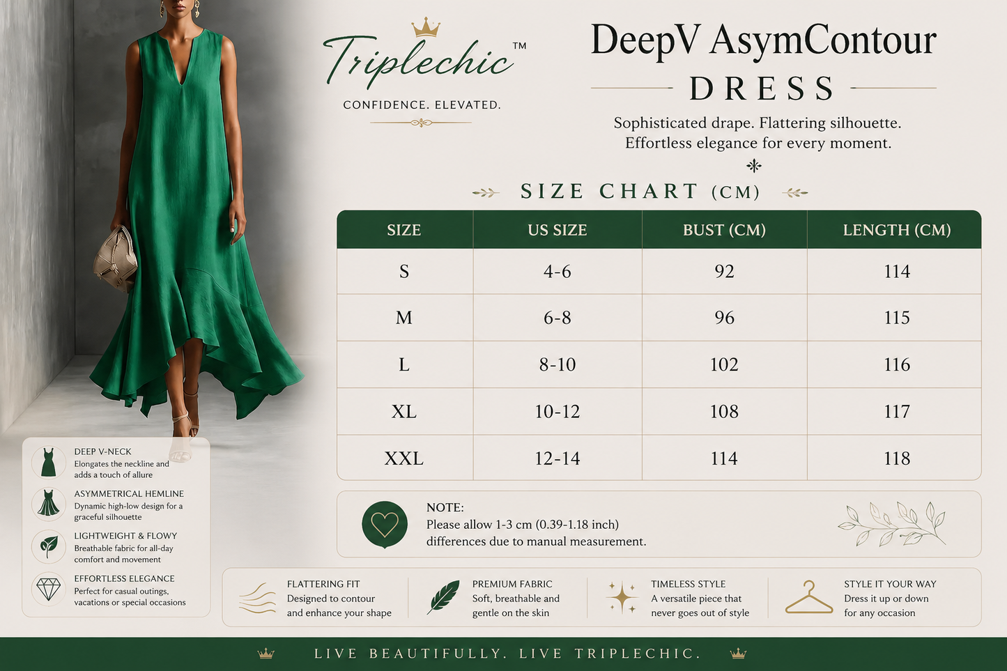 Triplechic™ DeepV AsymContour Dress