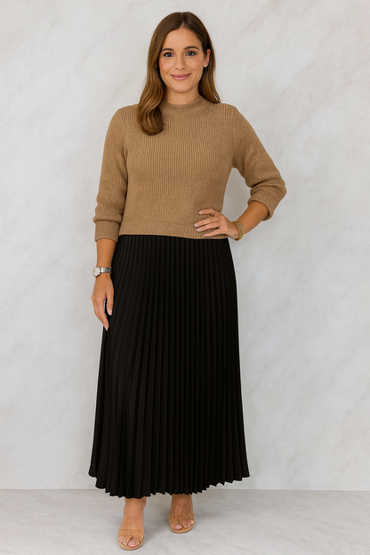 Triplechic™ Pleated Knit Elegance Dress