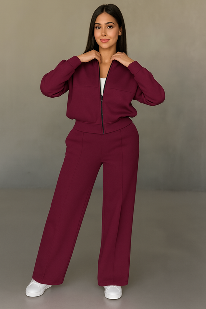 Triplechic™ Zip-Up Jacket & Wide-Leg Pants Set