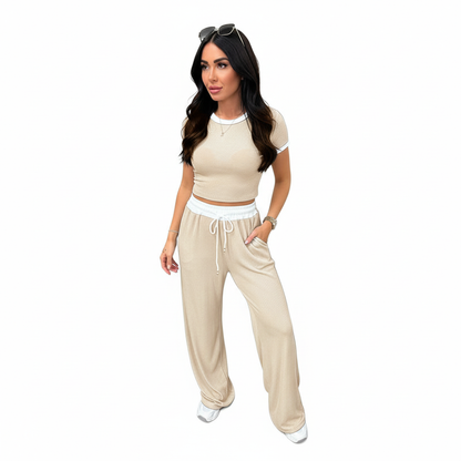 Triplechic™ Contrast Edge Wide-Leg Sport Set