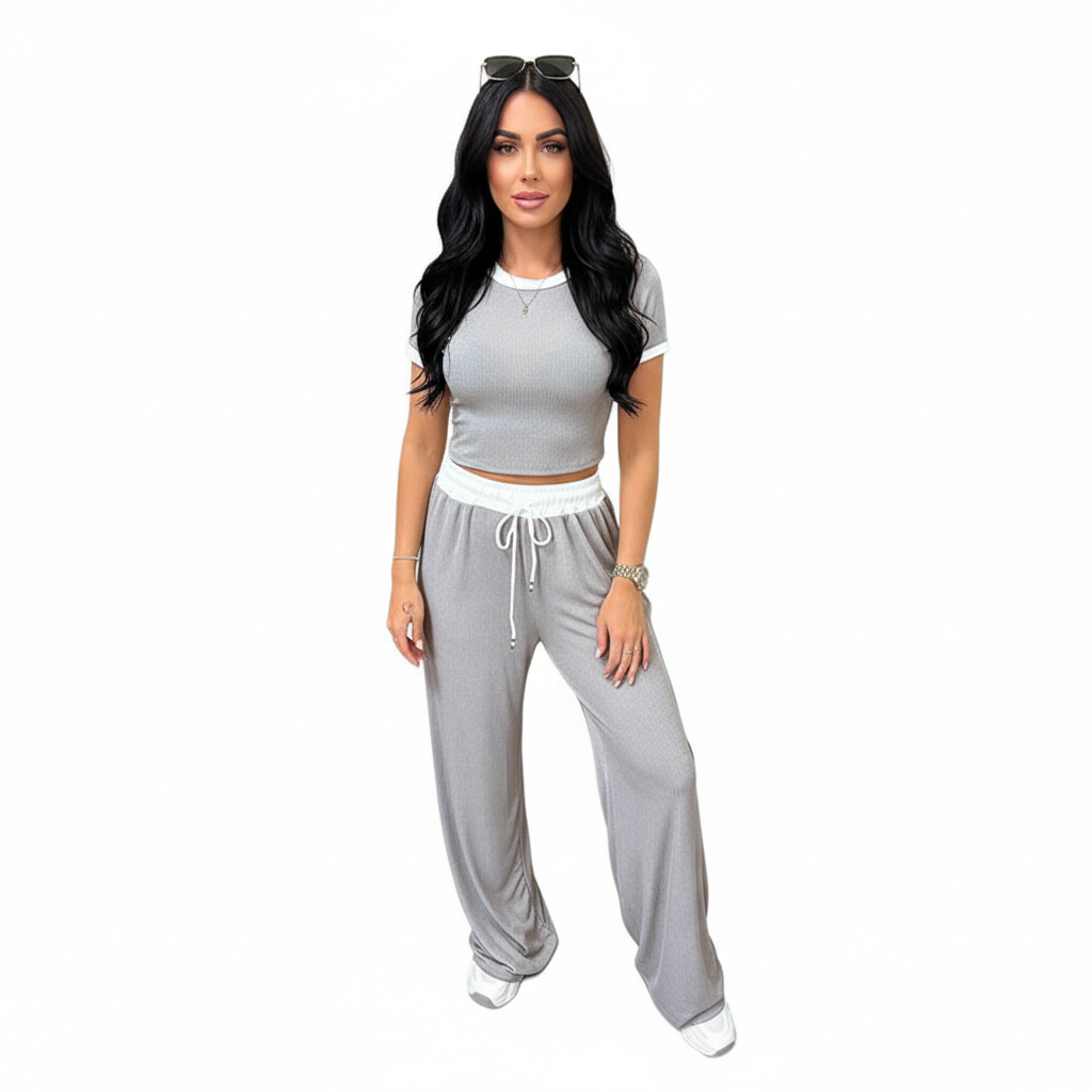 Triplechic™ Contrast Edge Wide-Leg Sport Set