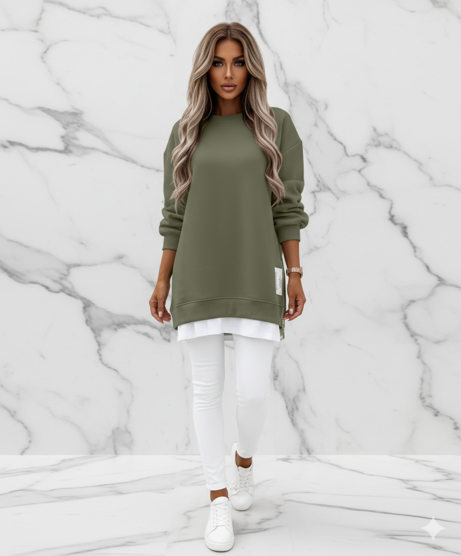 Triplechic™ Zip-Accent Sweater Dress