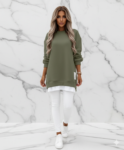 Triplechic™ Zip-Accent Sweater Dress