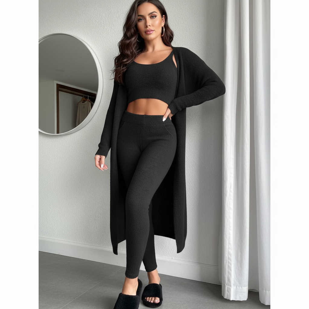 Triplechic™ Plush Ribbed 3-Piece Lounge Set