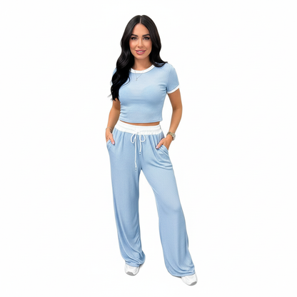 Triplechic™ Contrast Edge Wide-Leg Sport Set