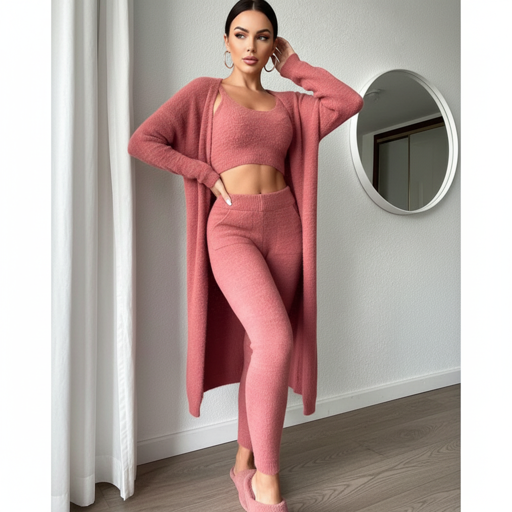 Triplechic™ Plush Ribbed 3-Piece Lounge Set