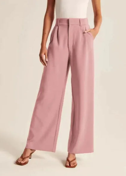 High Waist Wide Leg Pants with Belt – Women's Casual Suit Trousers