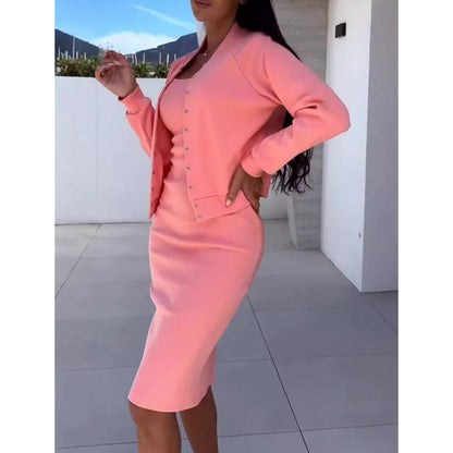 Triplechic™ Spaghetti Strap Bodycon Dress & Jacket Set