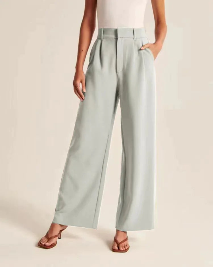 High Waist Wide Leg Pants with Belt – Women's Casual Suit Trousers