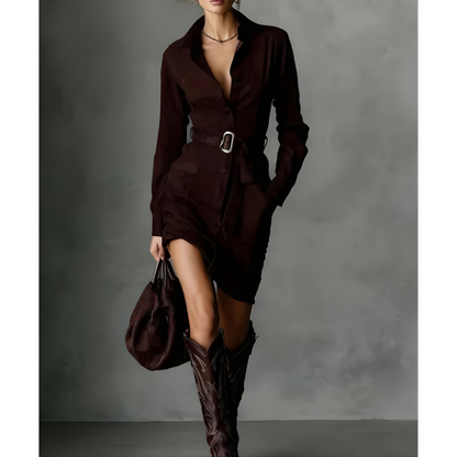 Triplechic™ Belted Long Sleeve Blouse Dress