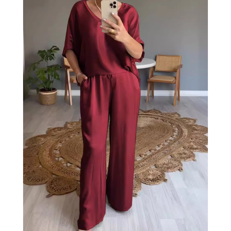 Triplechic™ Loose Satin Top & Pants Set