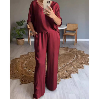 Triplechic™ Loose Satin Top & Pants Set