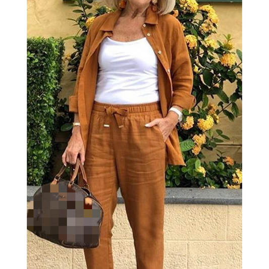 Triplechic™ Retro Cotton-Linen Pants Set