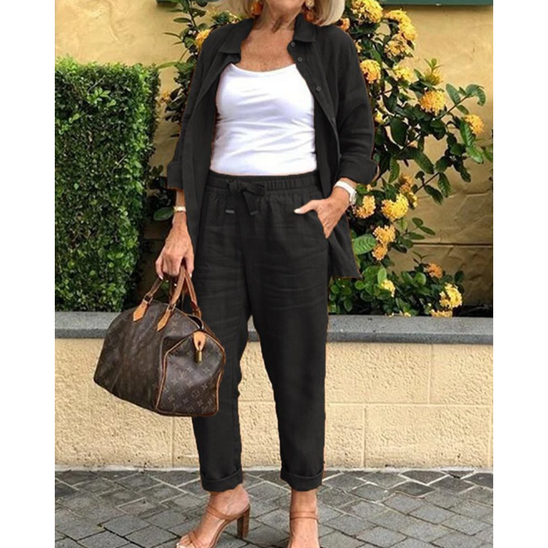 Triplechic™ Retro Cotton-Linen Pants Set