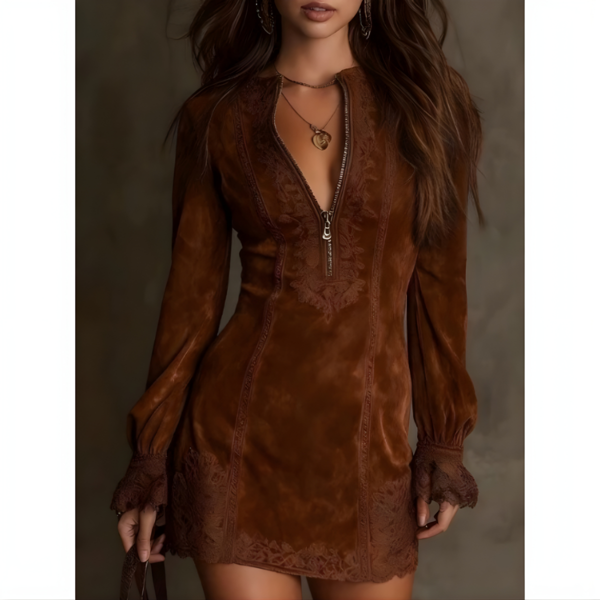 Triplechic™ Zip Lace Midi Dress