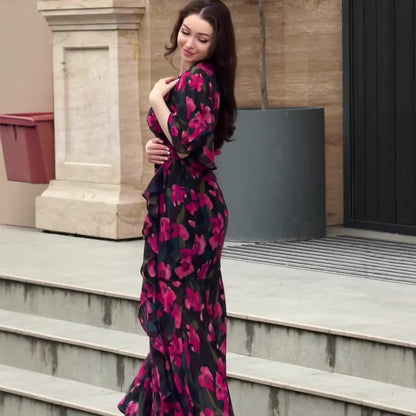 Triplechic™ Retro V-Neck Glam Dress