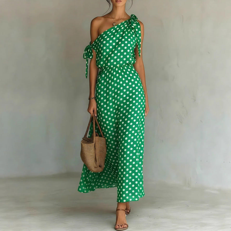 Triplechic™ DotAsym Off-Shoulder Dress
