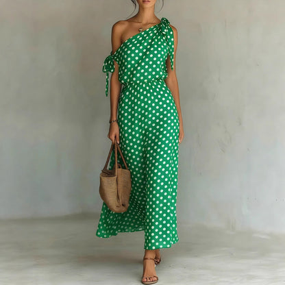 Triplechic™ DotAsym Off-Shoulder Dress