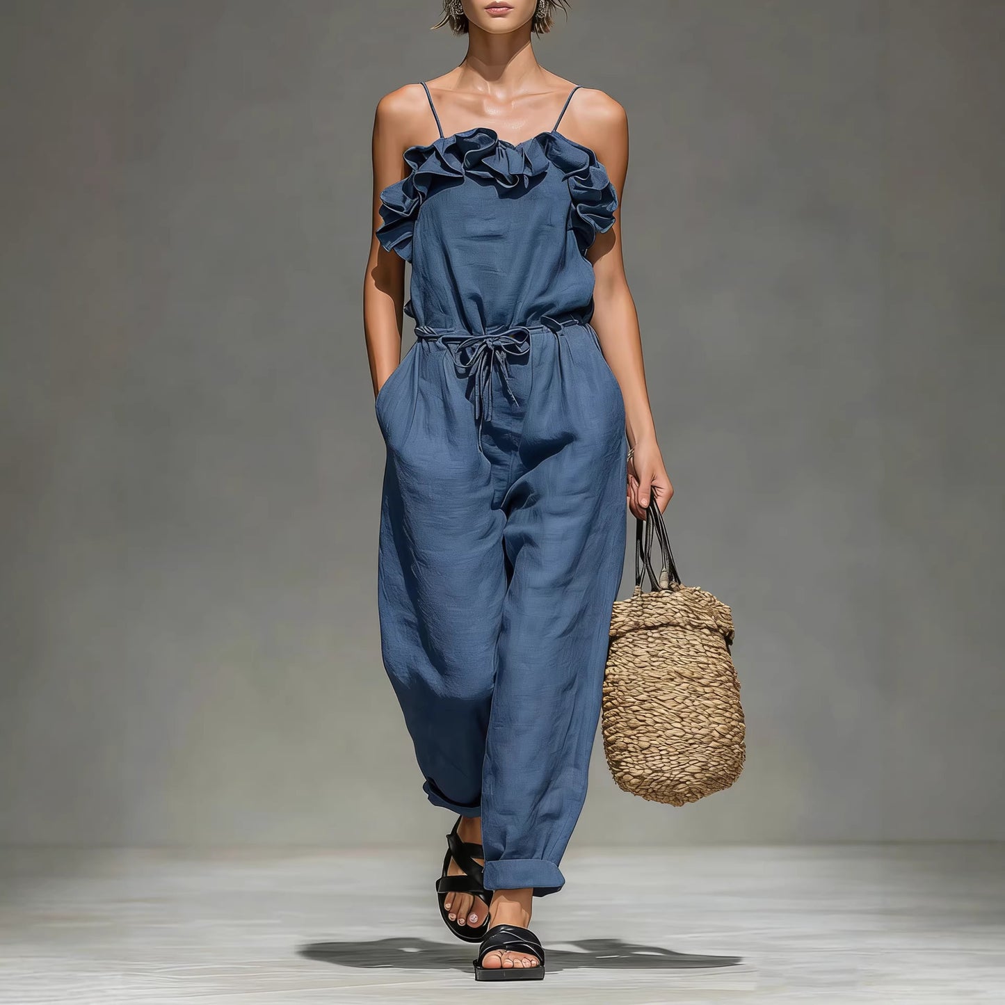 Triplechic™ OffRuffle Flow Jumpsuit