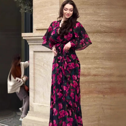 Triplechic™ Retro V-Neck Glam Dress