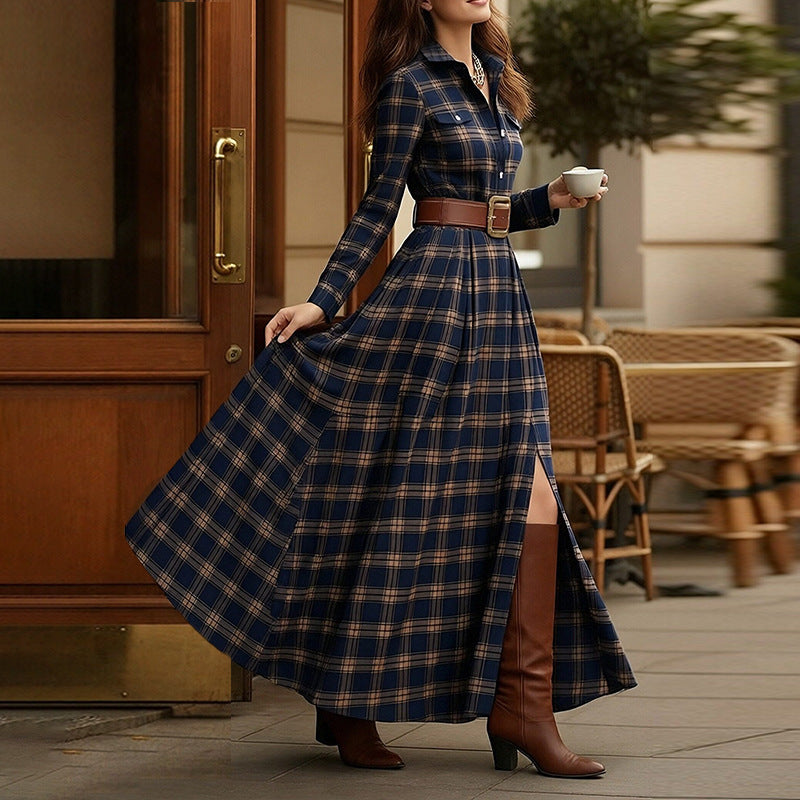 Triplechic™ LapelContour Print Dress