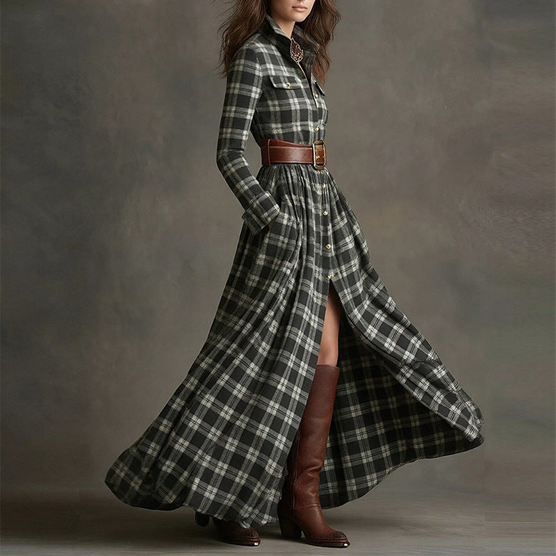 Triplechic™ LapelContour Print Dress