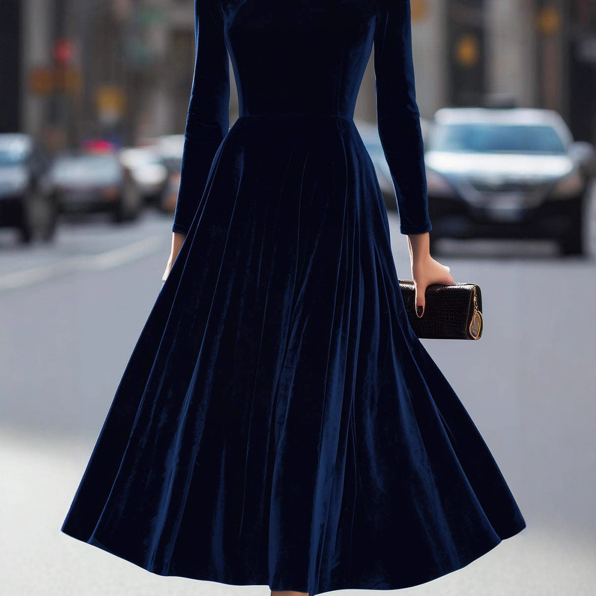 Triplechic™ Velvet Long-Sleeve Dress