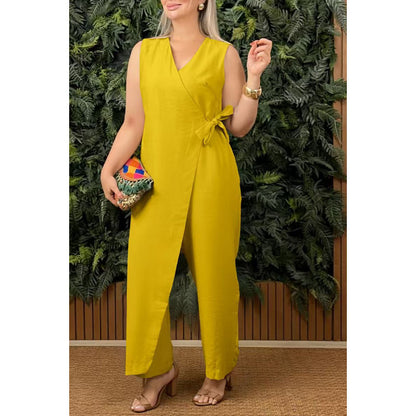 Triplechic™ V-Neck Tie-Waist Jumpsuit