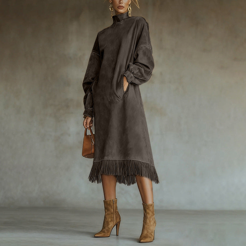 Triplechic™ FringeVelour Maxi Dress
