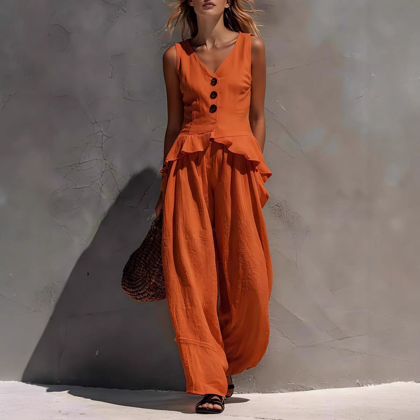Triplechic™ VRuffle Flow Wide-Leg Set