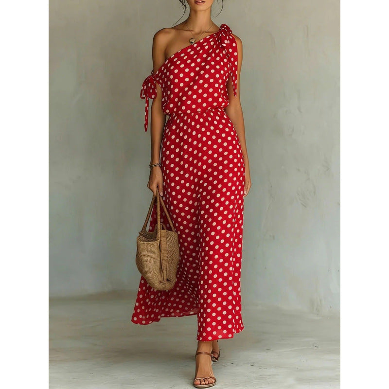 Triplechic™ DotAsym Off-Shoulder Dress