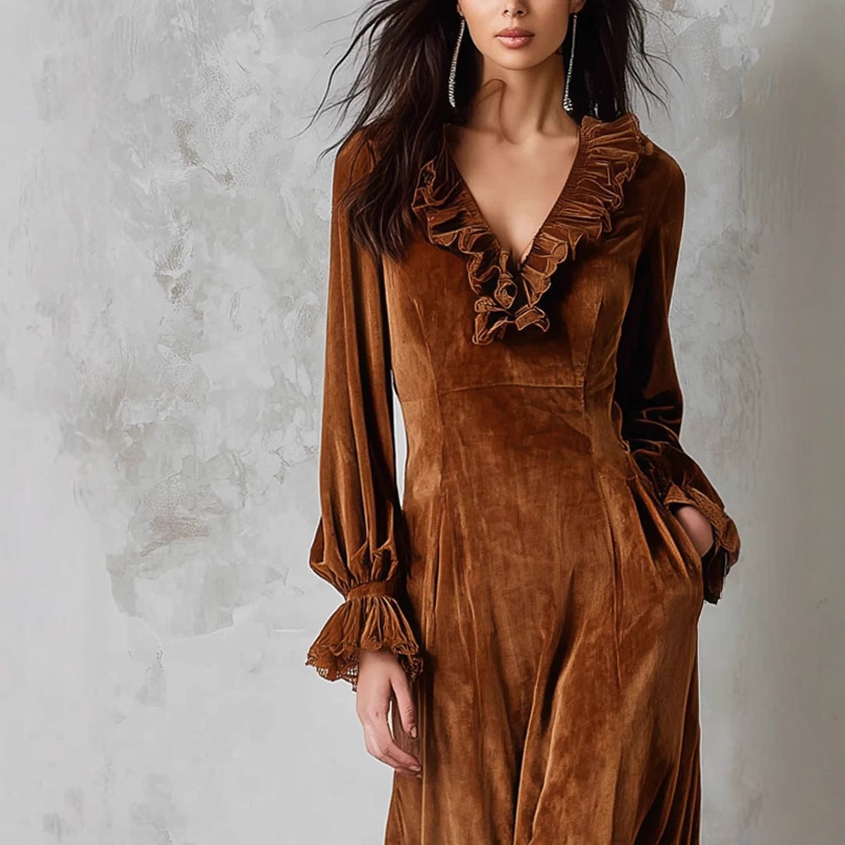 Triplechic™ VelvetRuffle Dress