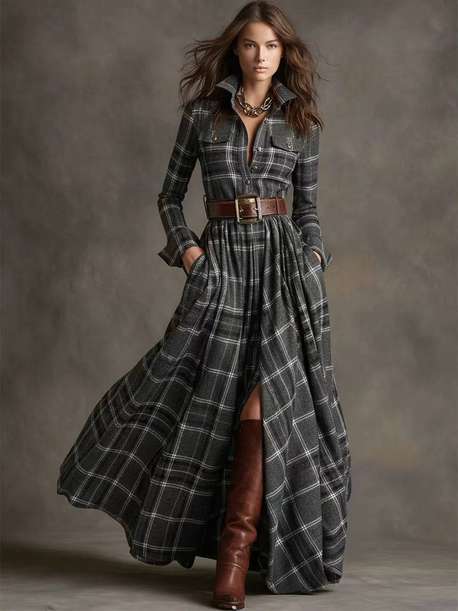 Triplechic™ French Retro Plaid Slim Dress