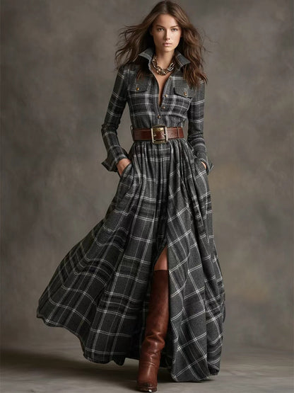 Triplechic™ French Retro Plaid Slim Dress