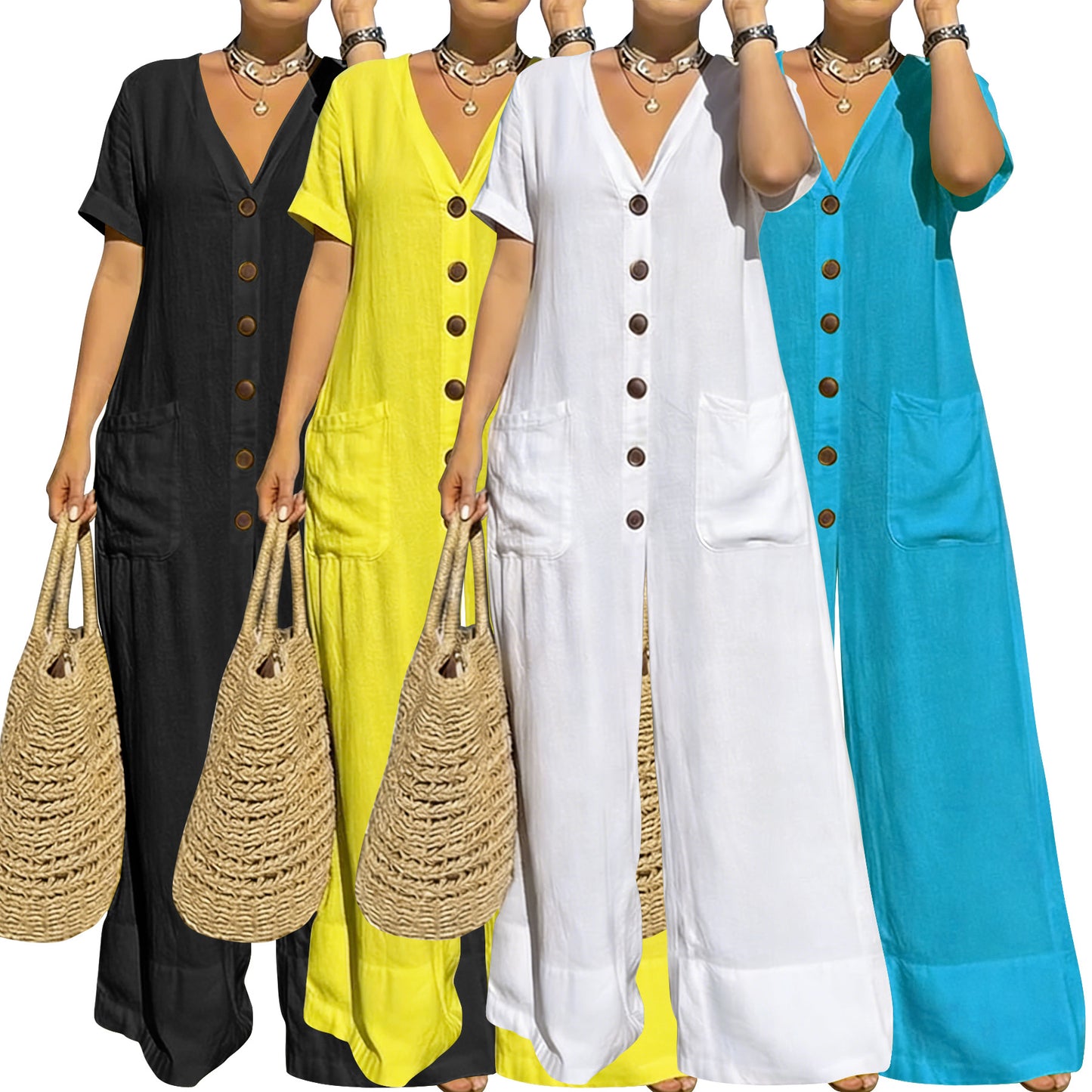 Triplechic™ VButton Ease Jumpsuit