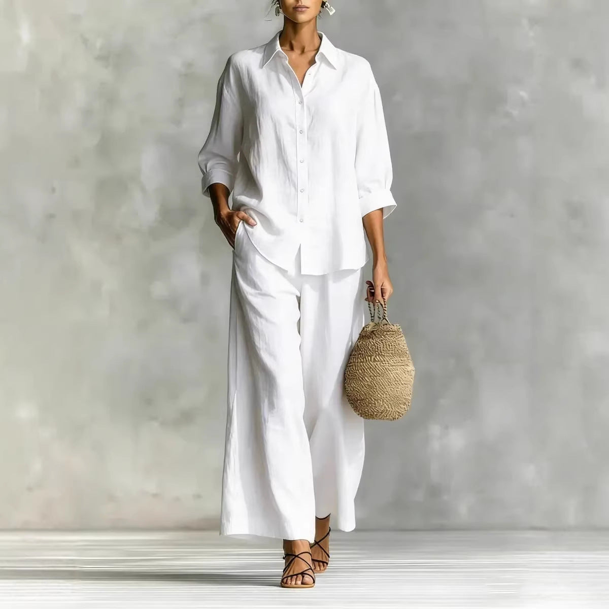 Triplechic™ LinenContour Wide-Leg Suit