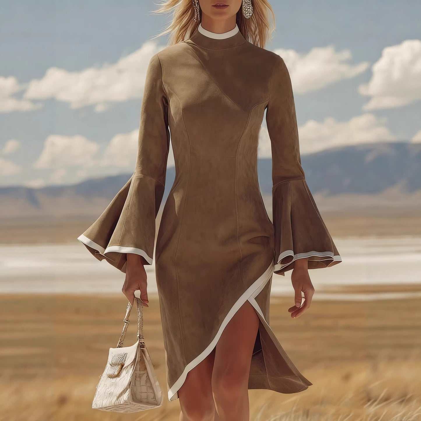 Triplechic™ IvoryFlare Midi Dress