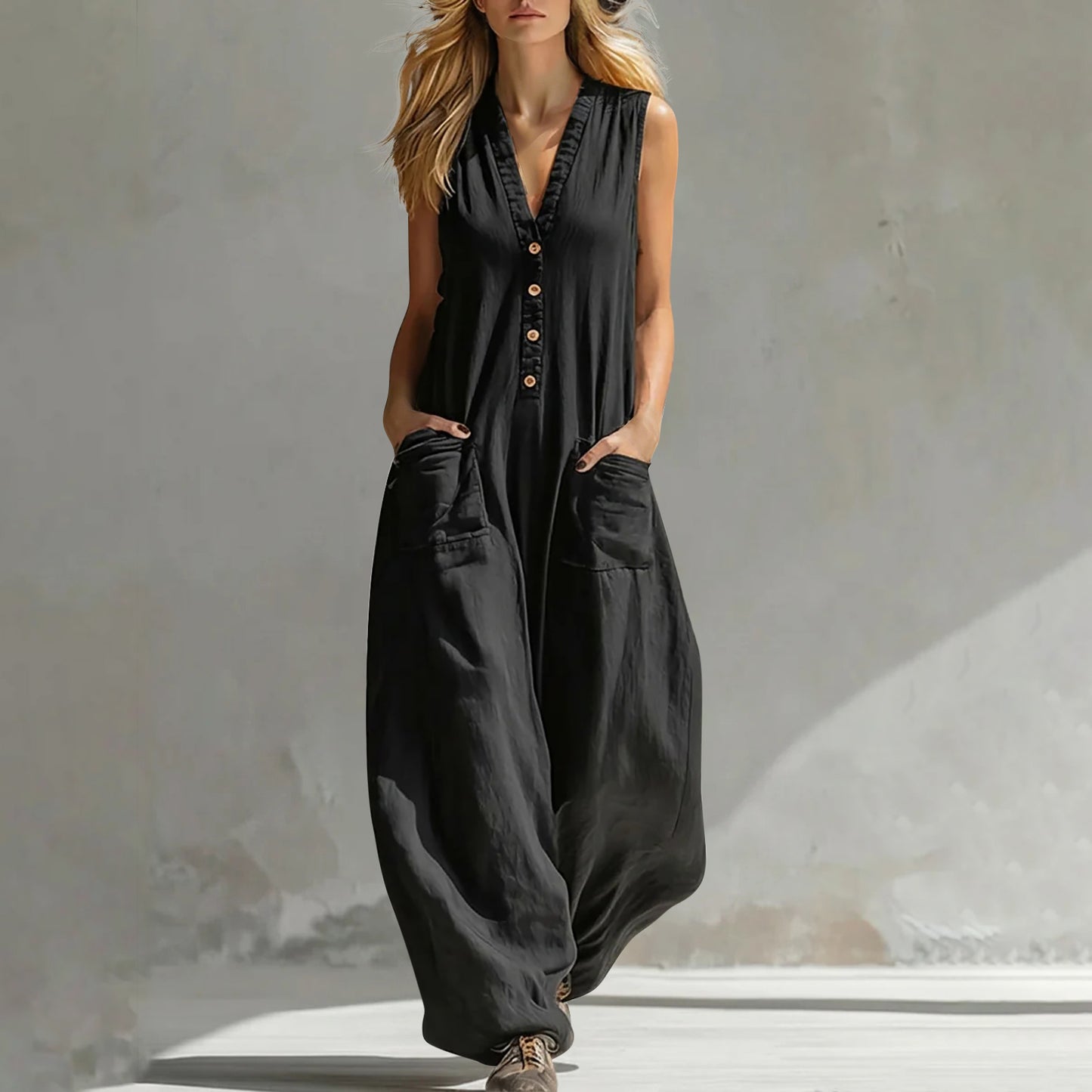 Triplechic™ LinenPocket Strap Jumpsuit