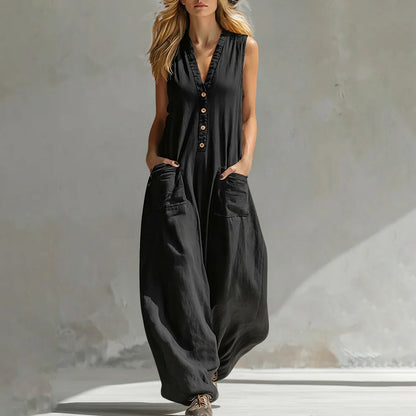 Triplechic™ LinenPocket Strap Jumpsuit