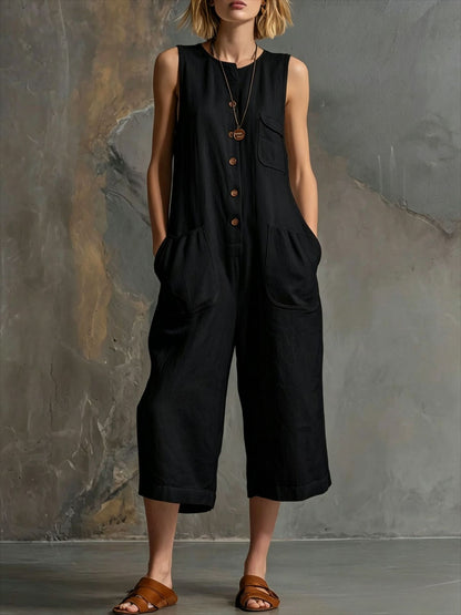 Triplechic™ LinenFlow Cropped Jumpsuit