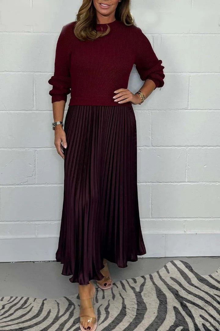 Triplechic ™ Long Sleeve Jumper & Pleated Bottom Dress