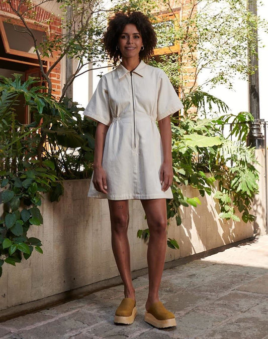 Triplechic™ – Gerafftes Utility-Kleid mit Reißverschluss