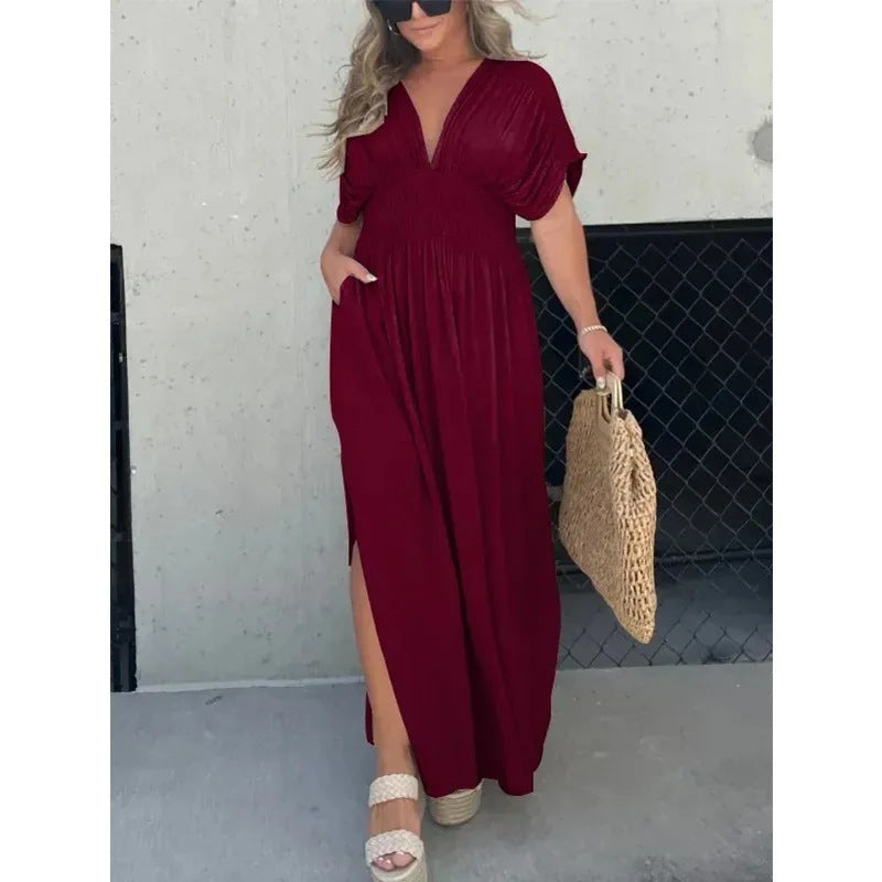 Triplechic™ V-Neck Slit Maxi Dress