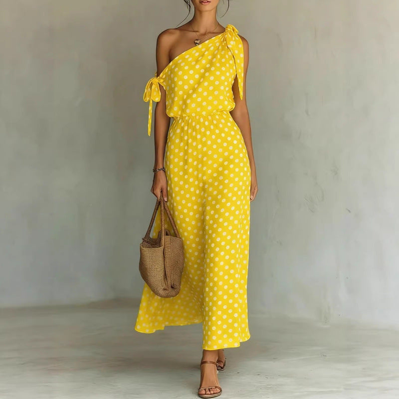 Triplechic™ DotAsym Off-Shoulder Dress