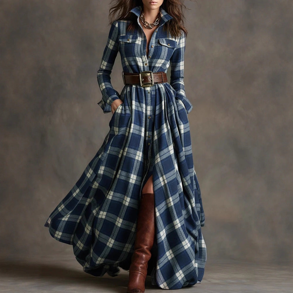 Triplechic™ French Retro Plaid Slim Dress