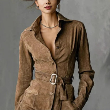 Triplechic™ Belted Long Sleeve Blouse Dress