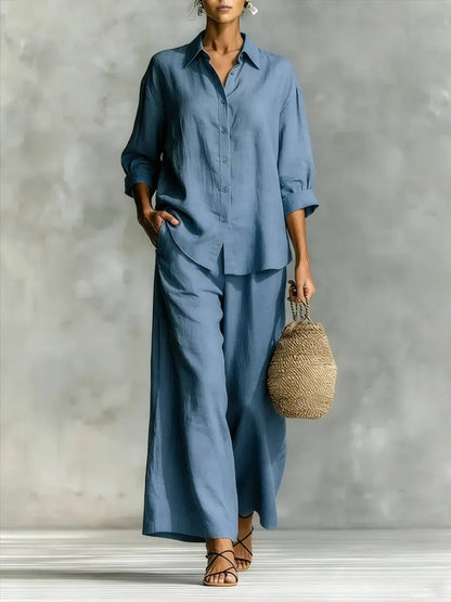 Triplechic™ LinenContour Wide-Leg Suit